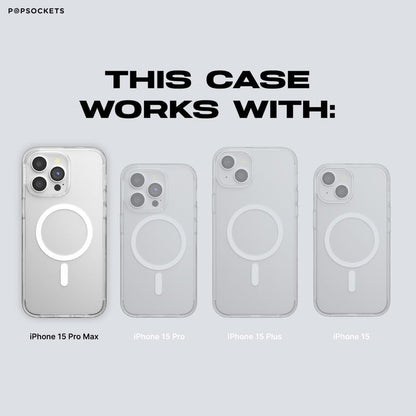 PopSockets iPhone 15 Pro Max Case with Round Phone Grip Compatible with MagSafe, Phone Case for iPhone 15 Pro Max, Wireless Charging Compatible - Black Translucent