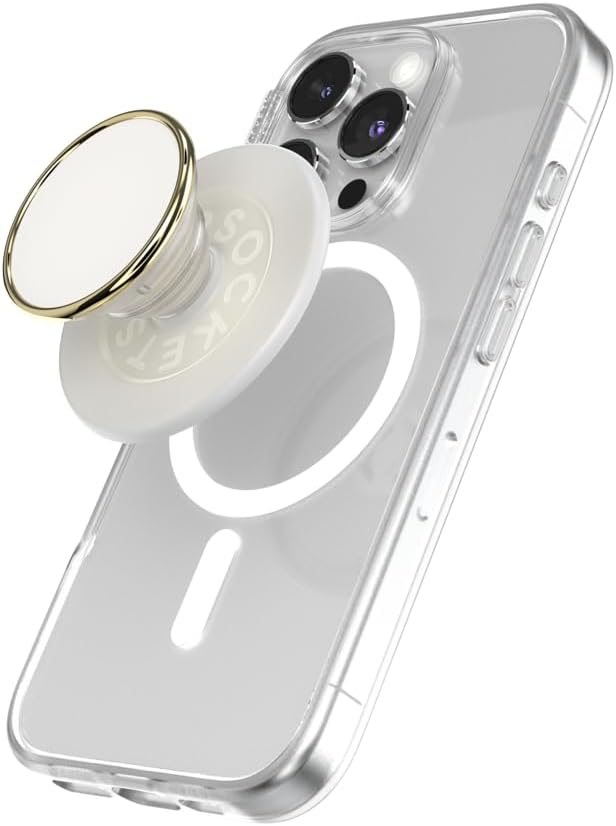 PopSockets Phone Grip for MagSafe with Kickstand, Magnetic Stand, Swappable Top, Secure Hold for iPhone MagSafe Cases, Phone & Tablet Grip, Cute PopSockets - Enamel Coconut Crème