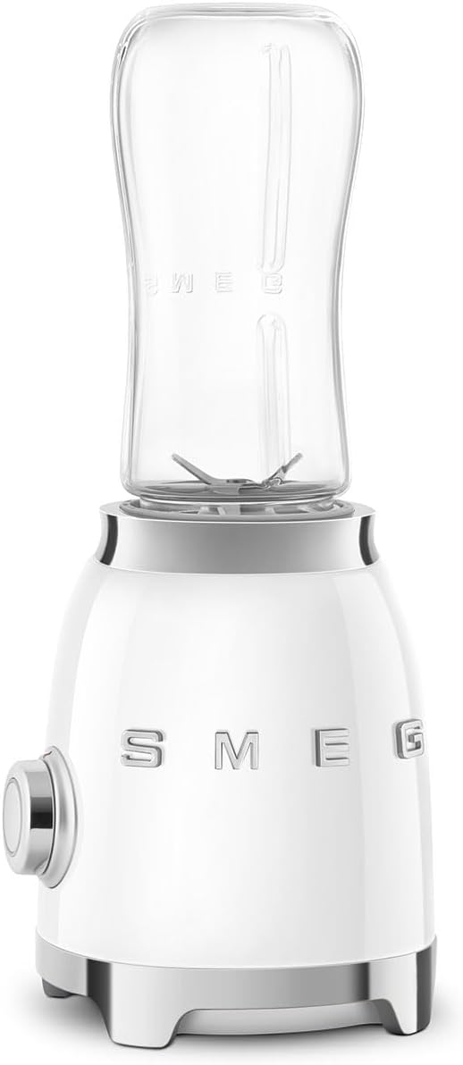 SMEG 50's Retro Style Personal Blender with Backlit Knob and Two BPA 600 ML Free bottles PBF01WHUS