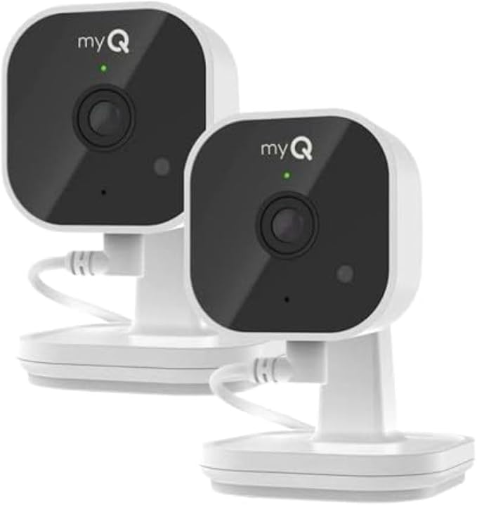 myQ Indoor Plug-in Security Camera Gen 2 – 2K Smart Wi-Fi Camera with Night Vision, Baby and Pet Monitor, Motion Detection and Alerts, 2-Way Audio & App Control, 2 Pack