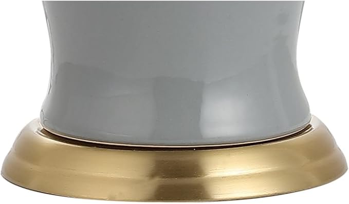 JONATHAN Y 29" Gray Traditional Ceramic Urn LED Table Lamp for Bedroom Decor, White Linen Drum Shade, Classic Nightstand Lamp for Living Room, LED Bulb Included (JYL4026C)