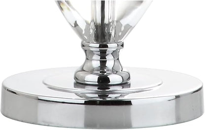 JONATHAN Y 27" Clear/Chrome Traditional Crystal LED Table Lamp, Elegant Column Bedside Lamp for Living Room Bedroom, White Linen Shade, UL Listed, LED Bulb Included JYL2042A