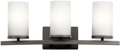 KICHLER Crosby 23" 3 Light Vanity Light Satin Etched Cased Opal Olde Bronze®,White