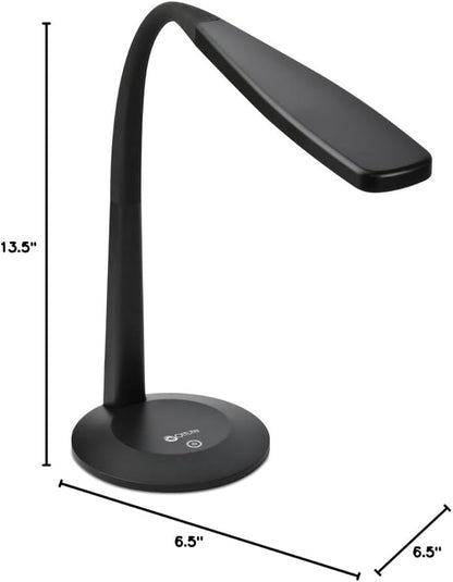 OttLite LED Desk Lamp with Flexible Neck (Black) - Slim Desk Lamp with 3 Brightness Settings & Touch Activated Controls - Energy-Efficient Natural Daylight LEDs for Home Office, Desk, & Dorms