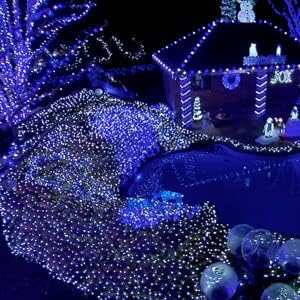 Dazzle Bright Fairy Lights Battery Operated, 4 Pack Total 80FT 240LED Silver Wire Waterproof Battery Operated String Lights, Christmas Decorations for Indoor Outdoor Bedroom Yard Decor, Blue