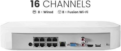 Lorex 4K 16 Camera Capable (8 Wired + 8 Wi-Fi) 2TB Wired NVR System with 4 Bullet Cameras with Smart Security Lighting