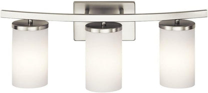 KICHLER Crosby 23" 3 Light Vanity Light Satin Etched Cased Opal Olde Bronze®,White