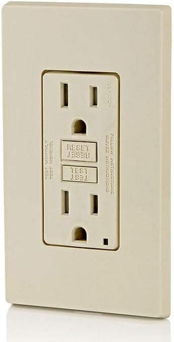 Leviton GFCI Outlet, 15 Amp, Self Test, Tamper-Resistant with LED Indicator Light, Protection from Electric Shock and Electrocution, GFTR1-T, Light Almond