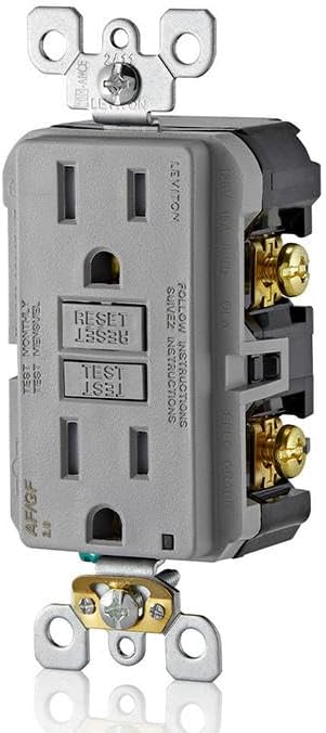 Leviton Dual-Function AFCI/GFCI Outlet, 15 Amp, Self Test, Tamper-Resistant with LED Indicator Light, Protection from Both Electrical Shock and Electrical Fires in One Device, AGTR1-GY, Gray