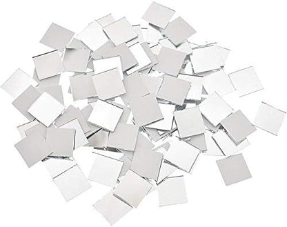 REDODECO Real Glass Silver Mirrors Mosaic Tiles Sticker for Craft Square Glass Tiles Self Adhesive,5mm by 5mm (Silver, 10700PCS)