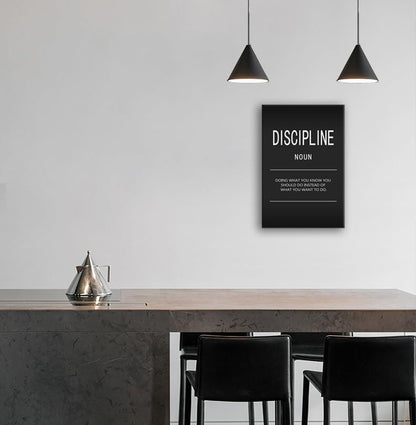 Inspirational Canvas Wall Art Inspiring Painting Prints Motivational Entrepreneur Quotes Discipline Noun Posters Inspiration Office Home Decor Artwork Living Room Framed Ready to Hang[12" W X 18" H]