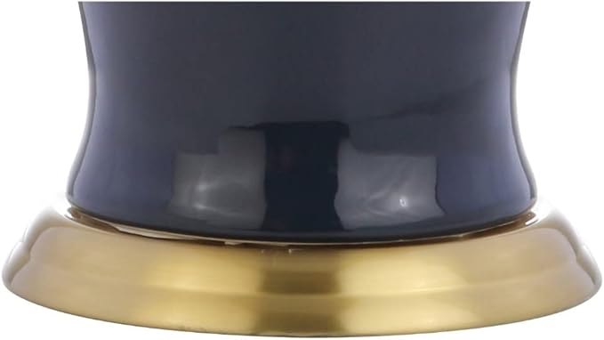 JONATHAN Y 29" Navy Traditional Ceramic Urn LED Table Lamp for Bedroom Decor, White Linen Drum Shade, Classic Nightstand Lamp for Living Room, LED Bulb Included (JYL4026B)