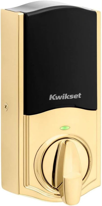Kwikset Home Connect 620 Smart Lock Deadbolt with Z-Wave Technology, Works with Ring Alarm, Samsung Smartthings and More, Z-Wave Hub Required, Traditional Design in Polished Brass