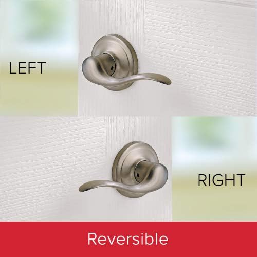 Kwikset Tustin Interior Passage Door Handle, Lever For Closet and Hallway Doors, Reversible Non-Locking Handle Lever, Satin Nickel, with Microban Protection