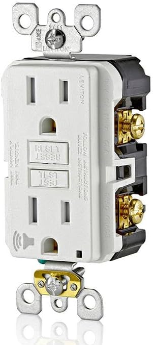 Leviton GFCI Outlet with Audible Alarm, 15 Amp, Self Test, Tamper-Resistant with LED Indicator Light, Great for Refrigerators in Garages, GFTA1-W, White