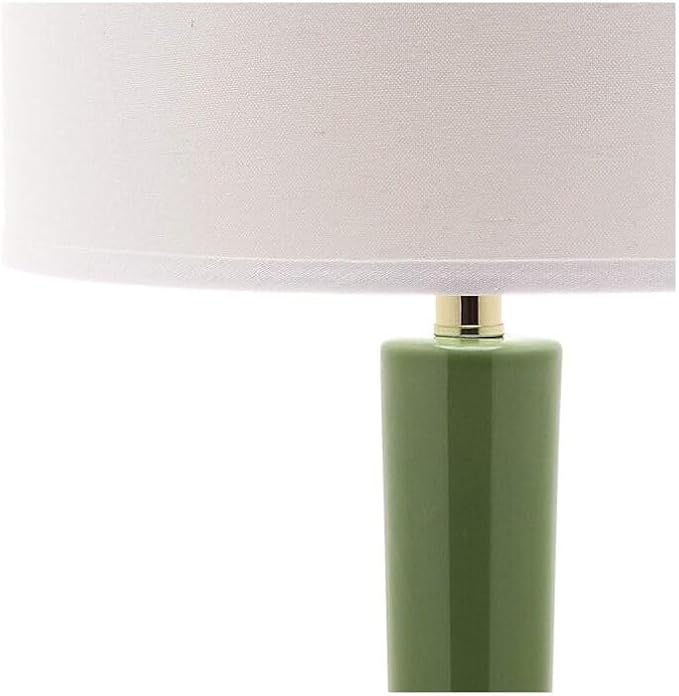 SAFAVIEH Lighting Collection Mae Long Neck Modern Contemporary Green Ceramic 31-inch Bedroom Living Room Home Office Desk Nightstand Table Lamp Set of 2 (LED Bulbs Included)