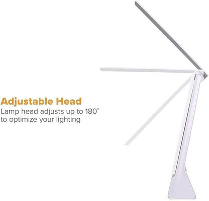 Bostitch Office KT-VLED1810-WHITE Powered Rechargeable Battery LED Desk Lamp, 3 Color Temperatures, Flip Open, White