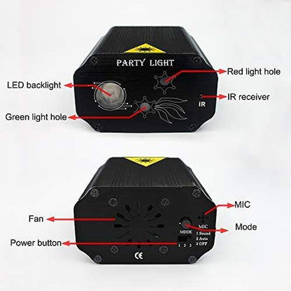 Party Lights Dj Disco Strobe Stage Lights Sound Activated Laser Llights Projector with Remote Control for Parties Bar Birthday Wedding Holiday Event Live Show Xmas Decorations