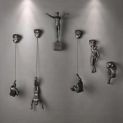 Climbing Men Wall Art Decor Sculpture,Nordic Modern Simplicity Decorative Wall Art, Climbing Man Sculptures,Home & Office Climber Gifts(Stone)