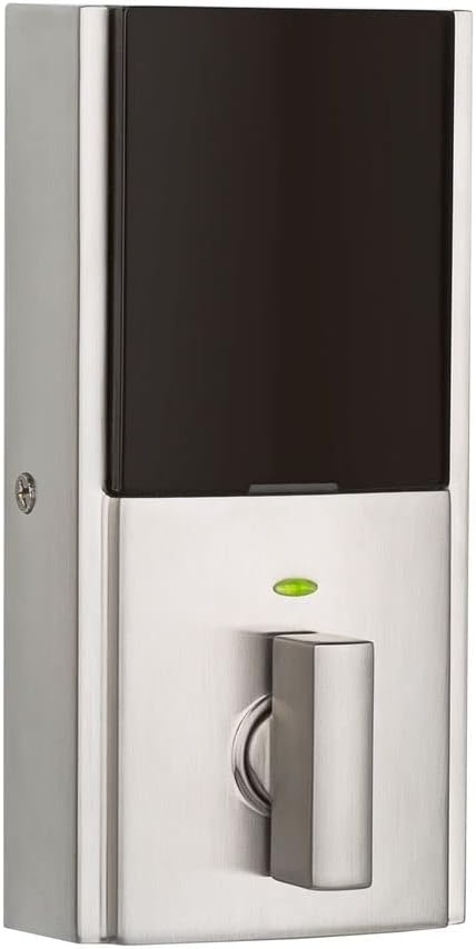 Kwikset 914 Contemporary Keypad SmartCode Electronic Deadbolt Smart Lock featuring SmartKey Security and ZigBee 3.0 Technology in Satin Nickel