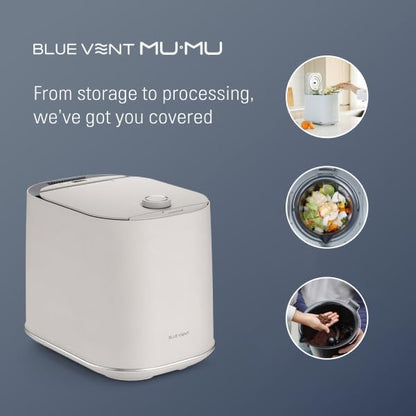 THINKWARE BLUEVENT MUMU Smart AI Electric Food Composter, 4L Capacity, Odorless, Quiet 20 dB, Green Mode, on Kitchen Countertop, Only Takes 4-8 Hours to Turn Food Waste into Compost (Composter)
