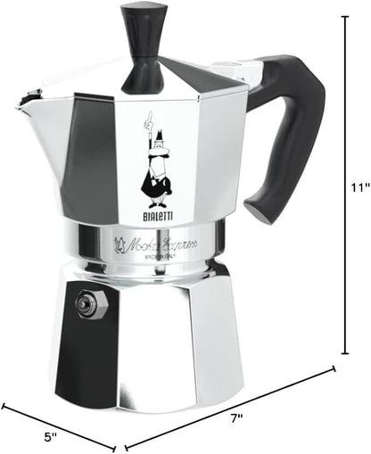 Bialetti - Moka Express: Iconic Stovetop Espresso Maker, Makes Real Italian Coffee, Moka Pot 12 Cups (22 Oz - 670 Ml), Aluminium, Silver