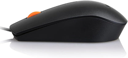 Lenovo 300 USB Wired Computer Mouse - Full Size Optical Ambidextrous Mouse with 1600 DPI, Reliable USB-A Wired Connection, Easy 3-Button Navigation – Long Lasting, Durable Basic Mouse, Black