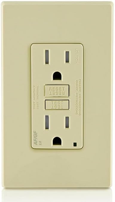 Leviton Dual-Function AFCI/GFCI Outlet, 15 Amp, Self Test, Tamper-Resistant with LED Indicator Light, Protection from Both Electrical Shock and Electrical Fires in One Device, AGTR1-I, Ivory