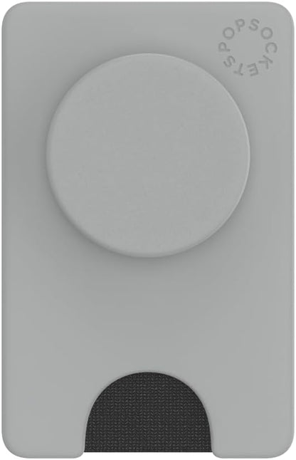 PopSockets Phone Wallet with Expanding Kickstand, Phone Card Holder - Tech Grey