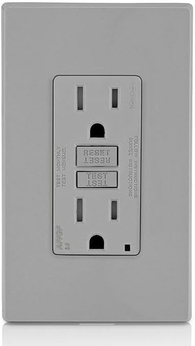 Leviton Dual-Function AFCI/GFCI Outlet, 15 Amp, Self Test, Tamper-Resistant with LED Indicator Light, Protection from Both Electrical Shock and Electrical Fires in One Device, AGTR1-GY, Gray
