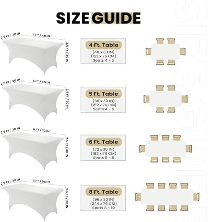 Utopia Kitchen 8FT Spandex Tablecloth [1 Pack, White] 200 GSM Stretch, Fitted, Washable and Wrinkle Resistant Table Cloth Rectangle Cover for Trade Shows, Wedding, Parties [96Lx30Wx30H Inch]