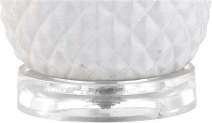 JONATHAN Y 23" White/Gold Pineapple Ceramic Table Lamp for Bedroom Decor, Modern Whimsical Bedside Nightstand Lamp with White Linen Drum Shade and LED Bulb (JYL4019C)