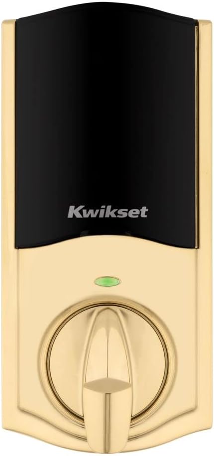 Kwikset Home Connect 620 Smart Lock Deadbolt with Z-Wave Technology, Works with Ring Alarm, Samsung Smartthings and More, Z-Wave Hub Required, Traditional Design in Polished Brass