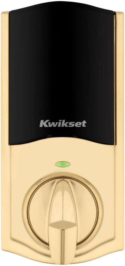 Kwikset Home Connect 620 Smart Lock Deadbolt with Z-Wave Technology, Works with Ring Alarm, Samsung Smartthings and More, Z-Wave Hub Required, Traditional Design in Polished Brass