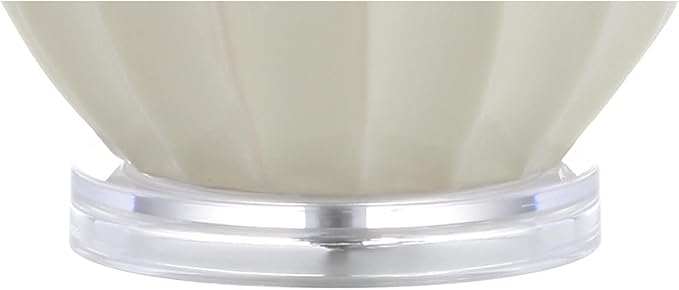 JONATHAN Y 24.5" Cream Ceramic Table Lamp for Bedroom, Modern Bedside Desk Lamp, White Linen Drum Shade, Fluted Gourd for Living Room, LED Bulb Included (JYL8018C)
