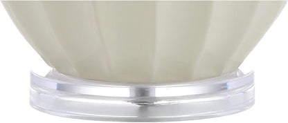 JONATHAN Y 24.5" Cream Ceramic Table Lamp for Bedroom, Modern Bedside Desk Lamp, White Linen Drum Shade, Fluted Gourd for Living Room, LED Bulb Included (JYL8018C)