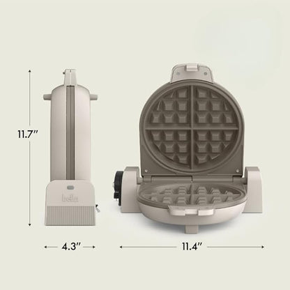 bella Flip-n-StoreWaffle Maker with EverGood™Ceramic Nonstick Coating,Fits-anywhere™Kitchenware,Power Indicator Light,Cool Touch Handle&Cord Wrap,7” Wide & 1" Deep Plates,1000 Watt,Oatmilk,(Pack of 2)
