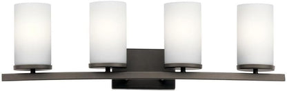 Kichler Crosby 31" 4 Light Vanity Light Satin Etched Cased Opal Olde Bronze®