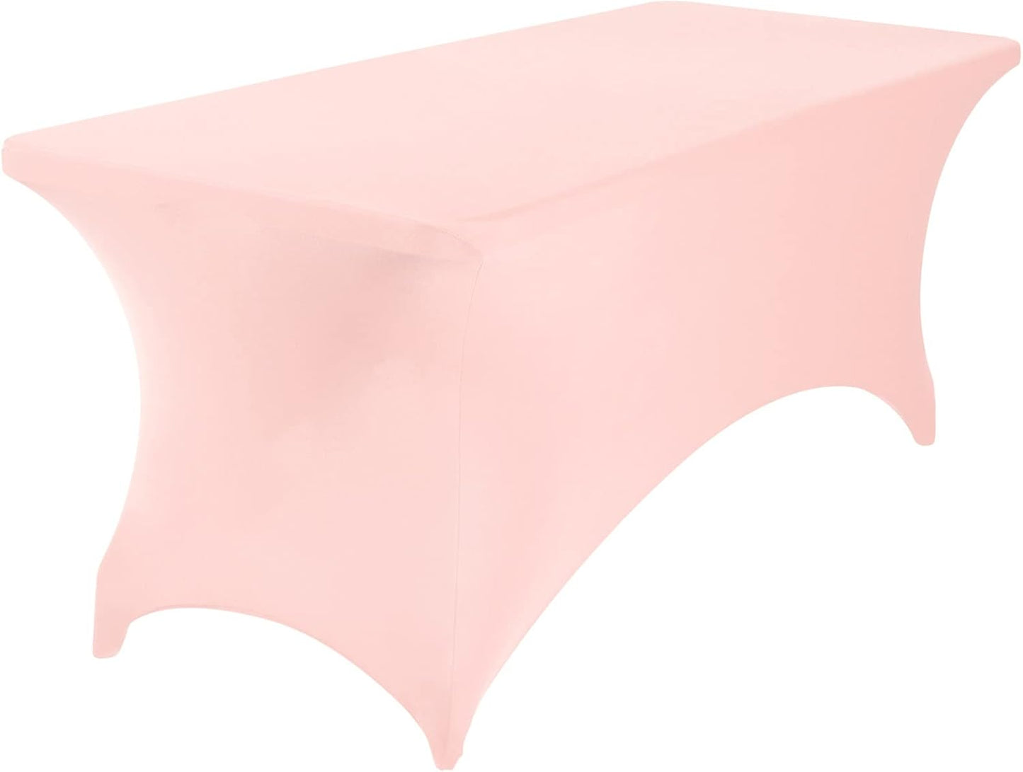 4Pack Spandex Waterproof Table Covers 6ft，Spandex 6ft Waterproof Table Cover for Party,Wedding, Banquet, and Events(Blush Pink)