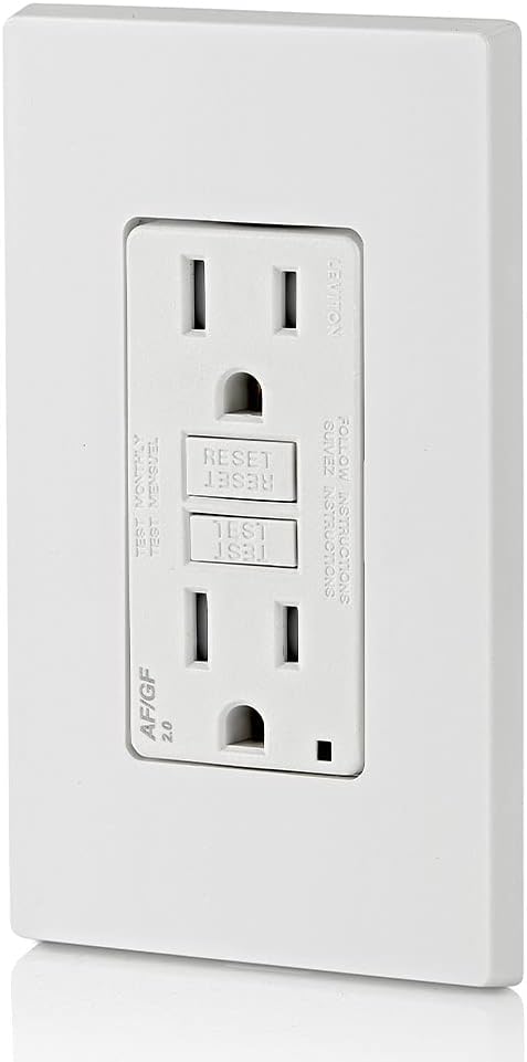Leviton Dual-Function AFCI/GFCI Outlet, 15 Amp, Self Test, Tamper-Resistant with LED Indicator Light, Protection from Both Electrical Shock and Electrical Fires in One Device, AGTR1-W, White