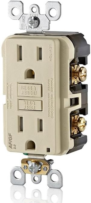 Leviton Dual-Function AFCI/GFCI Outlet, 15 Amp, Self Test, Tamper-Resistant with LED Indicator Light, Protection from Both Electrical Shock and Electrical Fires in One Device, AGTR1-T, Light Almond