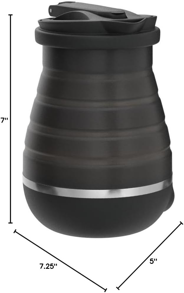 Brentwood Appliances KT-1508BK .85-Quart Dual-Voltage Collapsible-Travel Kettle (Black), 0.85Q