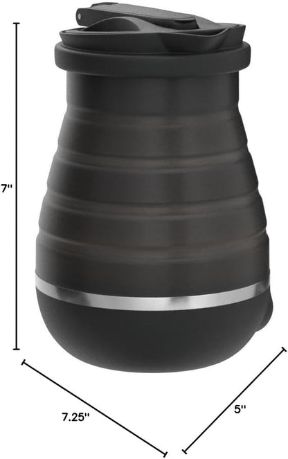 Brentwood Appliances KT-1508BK .85-Quart Dual-Voltage Collapsible-Travel Kettle (Black), 0.85Q