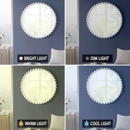 Madison Park Round Mirror, Metal Frame Circle Mirror 36 inch, Wall Art Decor Mounted Hanging for Entryway, Bathroom, Hallway, Living Room, Vanity, Marlowe, White