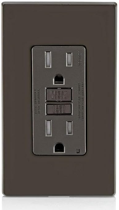 Leviton GFCI Outlet, 15 Amp, Self Test, Tamper-Resistant with LED Indicator Light, Protection from Electric Shock and Electrocution, GFTR1, Brown