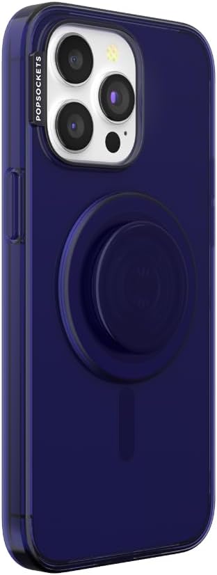 PopSockets iPhone 15 Pro Max Case with Phone Grip and Slide Compatible with MagSafe, Phone Case for iPhone 15 Pro Max, Wireless Charging Compatible - French Navy