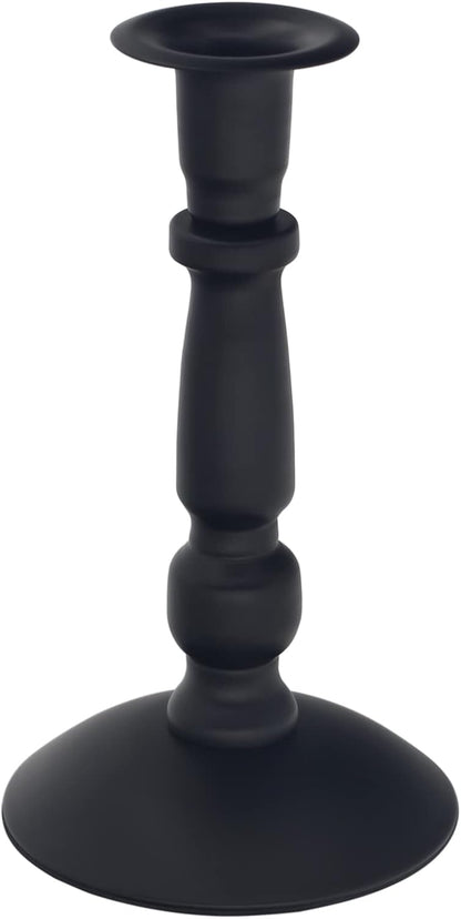 Matte Black Skinny Taper Candle Holder - Iron Slim Candle Stand for 7/8" Candles, Elegant Table Centerpiece for Home Decor and Farmhouse Table - 7"