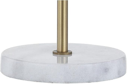 JONATHAN Y 20.5" Brass Gold Minimalist Glam Metal and Marble LED Table Lamp, Modern Industrial Pipe Desk Lamp for Bedroom Office Nightstand, White Marble Base, LED Bulb Included JYL1094A