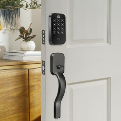 Yale Assure Lock 2 Touch Deadbolt, Black Suede Keyed Smart Entry Door Lock with Ridgefield Handle and Wi-Fi Connected Touchscreen Keypad and Fingerprint Scanner for Code Entry, B-YRD420-F-WF1-RX-BSP