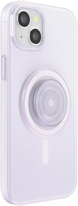 PopSockets iPhone 15 Plus Case with Round Phone Grip Compatible with MagSafe, Phone Case for iPhone 15 Plus, Wireless Charging Compatible - White Opalescent